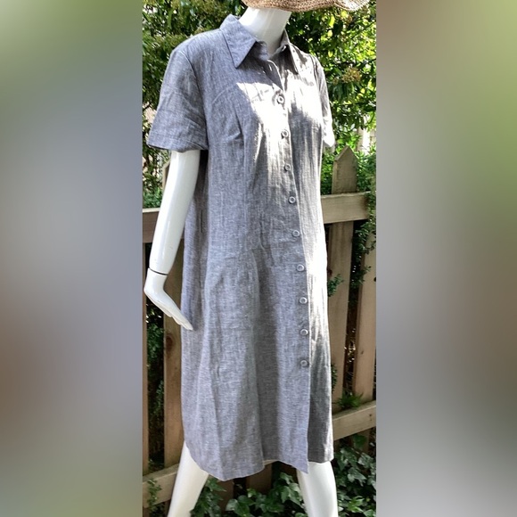 J Crew shirt dress, grey linen blend, size 14, short sleeve - Picture 1 of 10